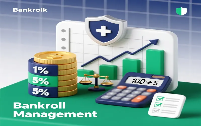Bankroll management illustration showing money divided into units and responsible betting practices