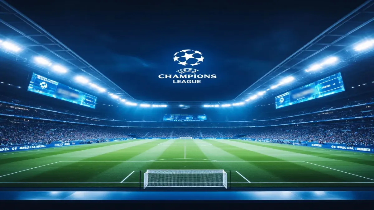 Champions League betting markets interface showing various betting options including moneyline, over under, and handicap markets with UEFA Champions League branding