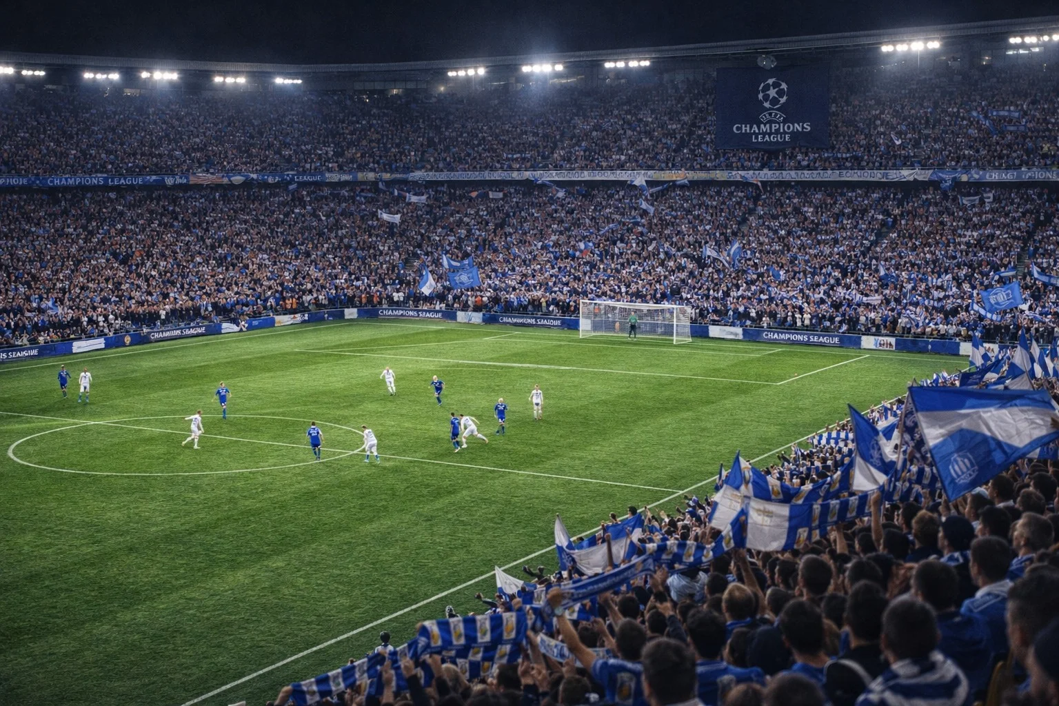 Football stadium during a knockout match with fans creating atmosphere