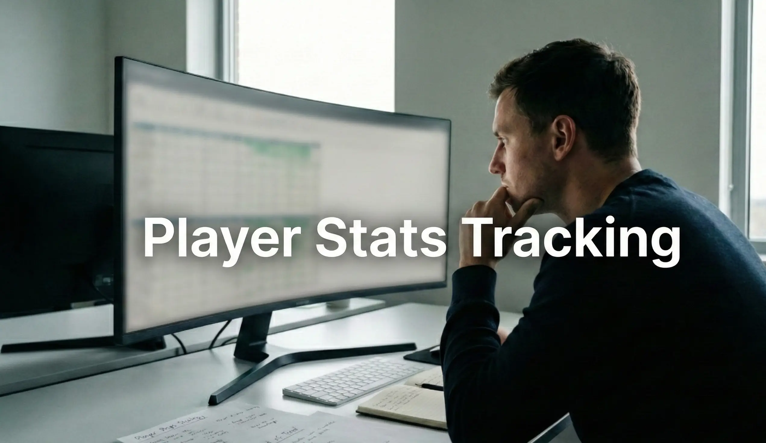Sports analyst reviewing player statistics on a computer screen